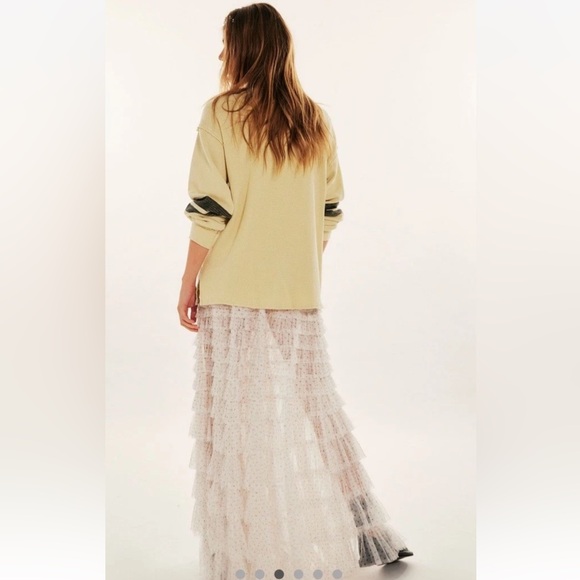 Free People Return Of The Ruffle Maxi Slip Skirt Pin Dot Combo - Picture 4 of 7